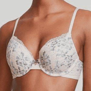 Body by Victoria Push Up Bra Grey and White Floral Lace